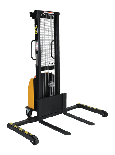 Steel Stacker with Adjustable DC Powered Winch 770 Lb. Capacity Black / Yellow